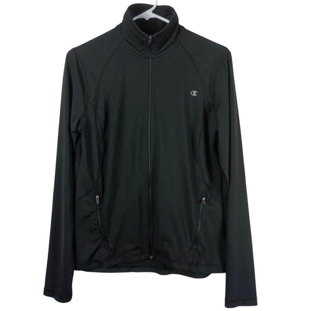 Champion Powertrain Womens Black Full-Zip Jacket Zippered Pockets & Mock Neck M